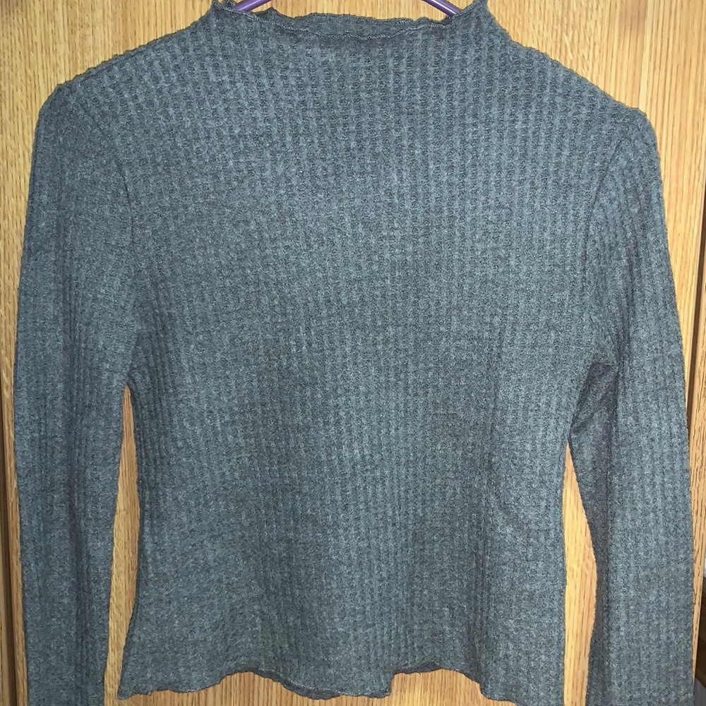 Long sleeve waffle T crop top
